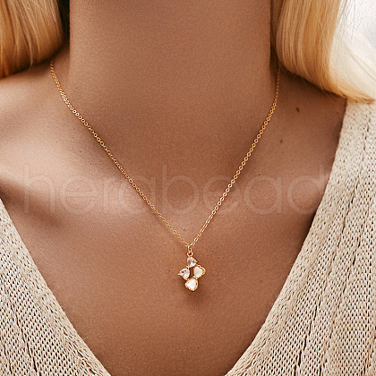 Brass Pave Natural Shell Pendant Necklaces for Women FS-WG5BA91-18-1