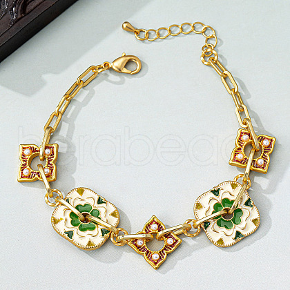 Brass Enamel Link Chain Bracelets for Women FS-WG2B9E4-03-1
