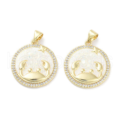 Brass Micro Pave Clear Cubic Zirconia Pendants KK-L213-010G-10-1