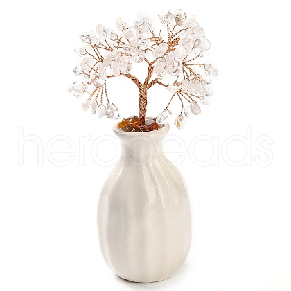 Mother's Day Natural Quartz Crystal Chips Money Tree Decorations DJEW-C016-01M-1