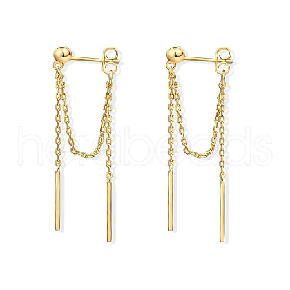 Stick Shaped Brass Chain Tassel Stud Dangle Earrings FS-WGFCB39-01-1