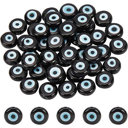  Handmade Evil Eye Lampwork Beads Strands LAMP-NB0001-88C-1