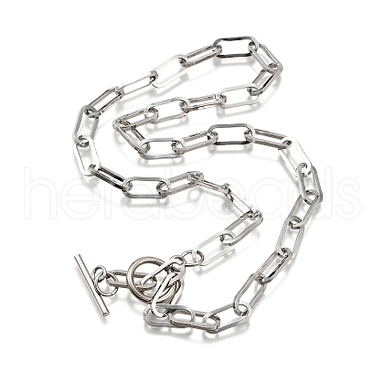 Non-Tarnish Unisex 304 Stainless Steel Paperclip Chain Necklaces NJEW-H215-02P-1