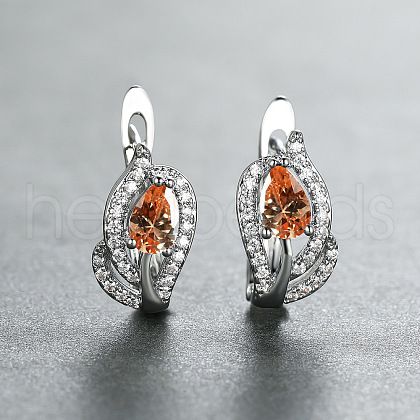 Brass Micro Pave Cubic Zirconia Hoop Earrings WG7D53C-07-1