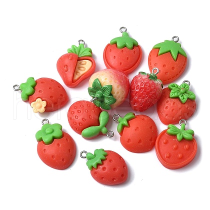 12Pcs 12 Styles Opaque Resin Pendants RESI-V001-04-1