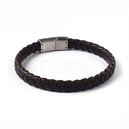 Leather Braided Cord Bracelets BJEW-E293-01P-1