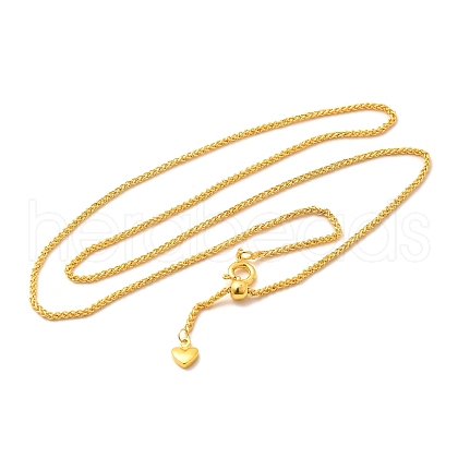 1.5mm Rack Plating Brass Wheat Chain Adjustable Slider Necklaces for Women Men MAK-L044-07G-1