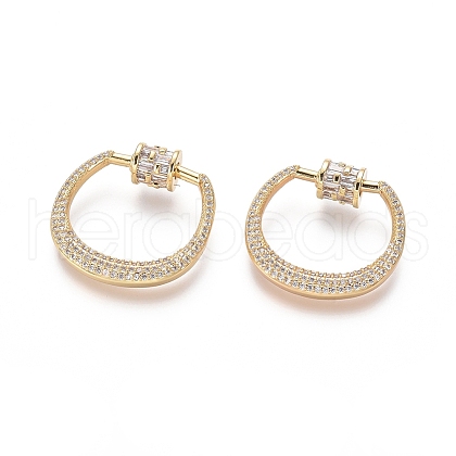 Brass Micro Pave Cubic Zirconia Screw Carabiner Lock Charms ZIRC-I031-22G-1
