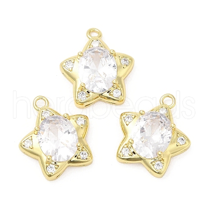 Brass Pave Cubic Zirconia  Pendants KK-Z028-13G-1