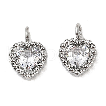 304 Stainless Steel Micro Pave Cubic Zirconia Charms STAS-K302-01F-P-1