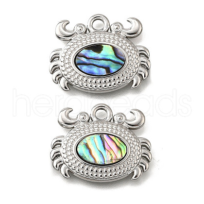 304 Stainless Steel Pave Natural Paua Shell Pendants STAS-C122-21B-01P-1