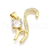 Rack Plating Brass Micro Pave Cubic Zirconia Pendants KK-K401-72G-1