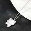 304 Stainless Steel Pave Natural White Shell Cute Cat Shaped Pendant Necklaces for Women NJEW-F339-01P-4