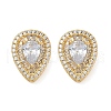 Brass Micro Pave Clear Cubic Zirconia Clip-on Earrings EJEW-H154-11A-G-4