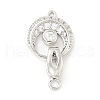 Flat Round Brass Clear Cubic Zirconia Fold Over Clasps KK-G425-01-2
