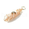 2Pcs Electroplated Natural Quartz Crystal Dyed Copper Wire Wrapped Pendants PALLOY-JF03173-02-4