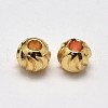 PVD Vacuum Plating Brass Corrugated Round Spacer Beads X-KK-I598-24G-RS-1