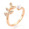Brass Micro Pave Clear Cubic Zirconia Cuff Ring Settings KK-T076-15G-4