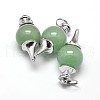 Platinum Tone Zinc Alloy Natural Green Aventurine Pendants G-F228-47J-FF-1