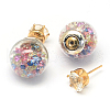 Double Sided Glass Ball Stud Earrings X-EJEW-R104-06P-1