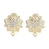 Hollow Flower Brass Micro Pave Cubic Zirconia Stud Earrings Finding KK-E083-11G-1