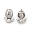 Brass Oval Stud Earrings EJEW-R016-07P-5