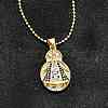 Brass Clear & Blue Cubic Zirconia Nossa Senhora Aparecida Virgin Pendant Necklaces for Women NJEW-U039-01B-G-1