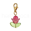 Flower Natural Jade & Glass Pendant Decooration HJEW-JM01605-4