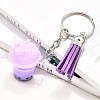 Faux Suede Tassel & Imitation Bubble Tea/Boba Milk Tea Resin Keychain KEYC-JKC01203-01-1