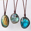 Nuggets Natural Labradorite Pendant Adjustable Cord Necklaces FS-WG568C8-01-2
