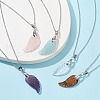 Natural Mixed Gemstone Wing Pendant Necklaces NJEW-JN04506-2