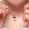 Teardrop 925 Sterling Silver Pave Natural Red Tourmaline Pendant Necklaces for Women FS-WG59C11-01-2