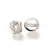 Brass Micro Pave Clear Cubic Zirconia Beads KK-L225-011P-1