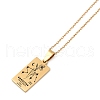 12 Constellation Stainless Steel Tarot Card Engraved Pendant Cable Chain Necklaces PW-WG94DCE-01-2