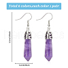 ANATTASOUL 6 Pairs 6 Style Natural Mixed Gemstone Bullet Dangle Earrings EJEW-AN0003-15-2