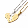 Heart & Key Couple Pendant Necklaces & Stud Earrings SJEW-E045-03GP-2