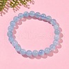 Natural Aquamarine Round Bead Stretch Bracelets for Men Women BJEW-U034-01C-04-2