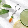 Carrot Glass Seed Beaded Mobile Straps HJEW-MZ00224-2