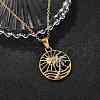 Summer Beach 304 Stainless Steel Sun Coconut Tree Pendant Nacklaces NJEW-R026-01G-1