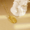 Fashionable Stainless Steel Oval with Lotus Leaf Pendant Necklaces for Women's Daily Wear YG0562-1-1