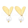 304 Stainless Steel ABS Imitation Pearl Dangle Stud Earrings EJEW-Z098-25G-4