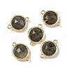 Brass Pave Natural Labradorite Faceted Flat Round Connector Charms G-U028-04G-16-1