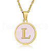Natural Shell Initial Letter Pendant Necklace LE4192-13-1
