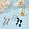 FIBLOOM 4 Pairs 4 Colors Rhinestone Hollow Rectangle Dangle Hoop Earrings EJEW-FI0002-67-4