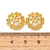 Flower Brass Micro Pave Clear Cubic Zirconia Bead Caps KK-V008-33G-3