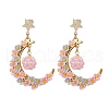 Glass Seed Beads Moon Dangle Stud Earrings EJEW-MZ00402-01-2