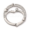 Flat Round Brass Micro Pave Cubic Zirconia Twister Clasps KK-P308-51P-1