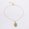 Vintage Oval Synthetic Turquoise Pendant Necklaces XH2096-2