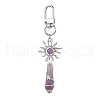 Copper Wire Wrapped Natural Amethyst Pointed Bullet Pendant Decorations HJEW-JM03104-02-4