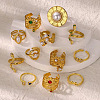 Retro Royal Style Stainless Steel with Cubic Zirconia Cuff Rings for Women FS-WG343E9-09-3